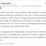 Deputy Director at the Communications Authority of Kenya – USF?